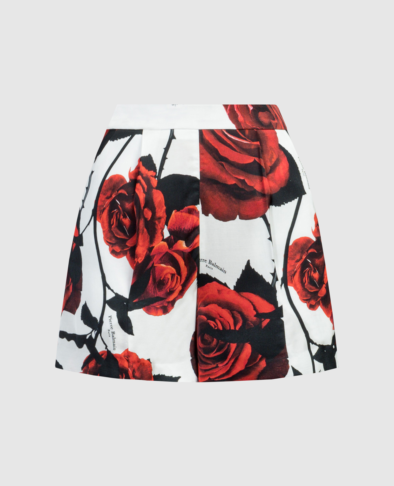 White shorts in rose print balmain