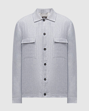 Peserico Blue linen shirt with a pattern R5223808266