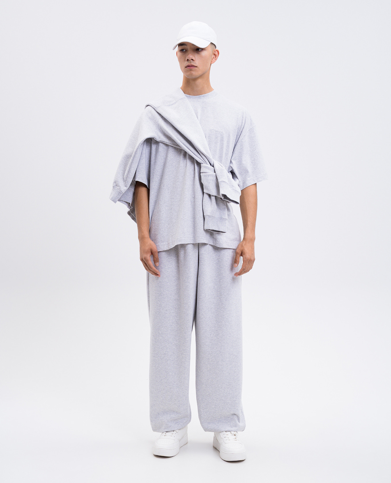 

Grey melange T-shirt with logo Vetements