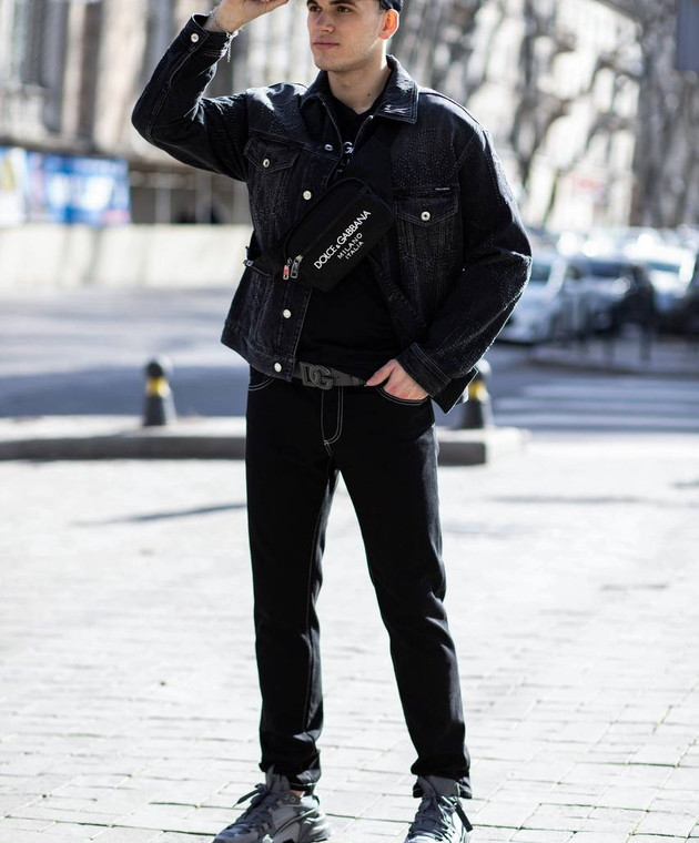 Dolce&Gabbana - Black denim jacket with a distressed effect