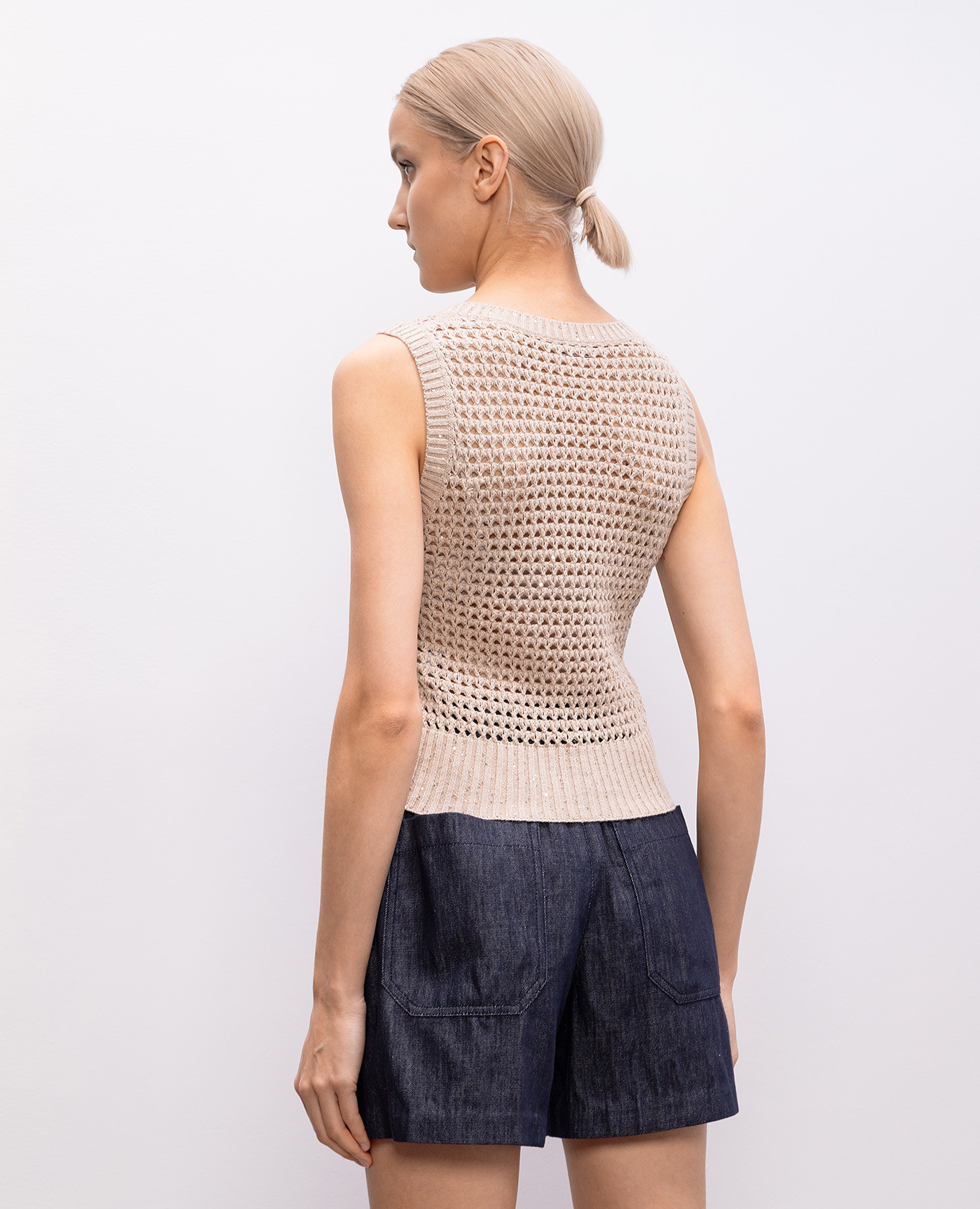 

Beige openwork top with sequins Brunello Cucinelli