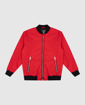 Balmain Kids red bomber jacket with logo monogram pattern BU2Q27N0235410
