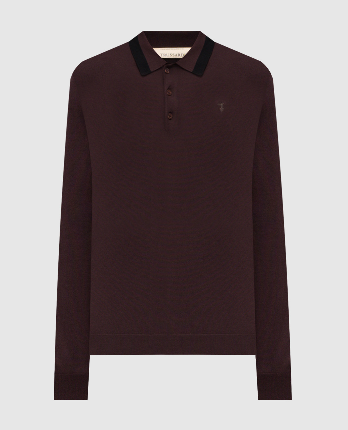 Brown polo shirt with embroidered emblem Trussardi