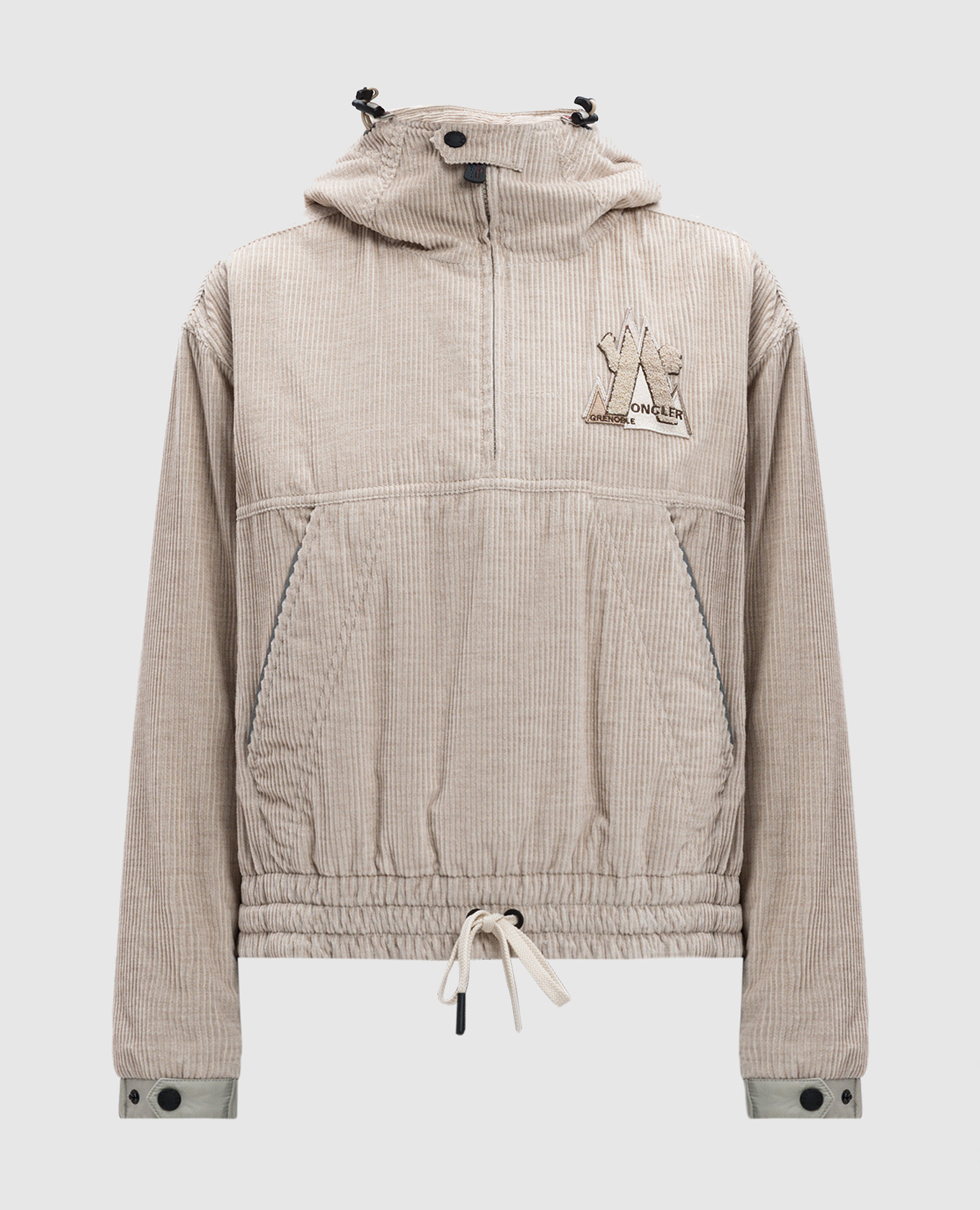 

Beige corduroy anorak with logo Moncler Grenoble, Бежевый