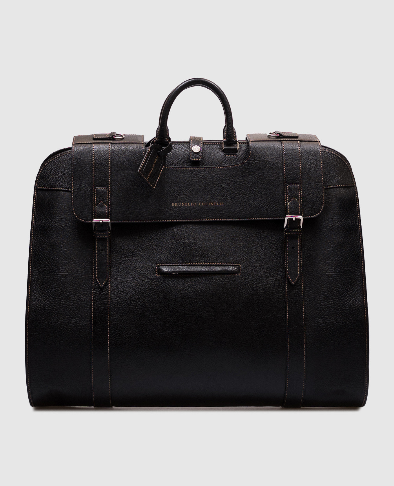 

Black leather garment bag with logo print Brunello Cucinelli