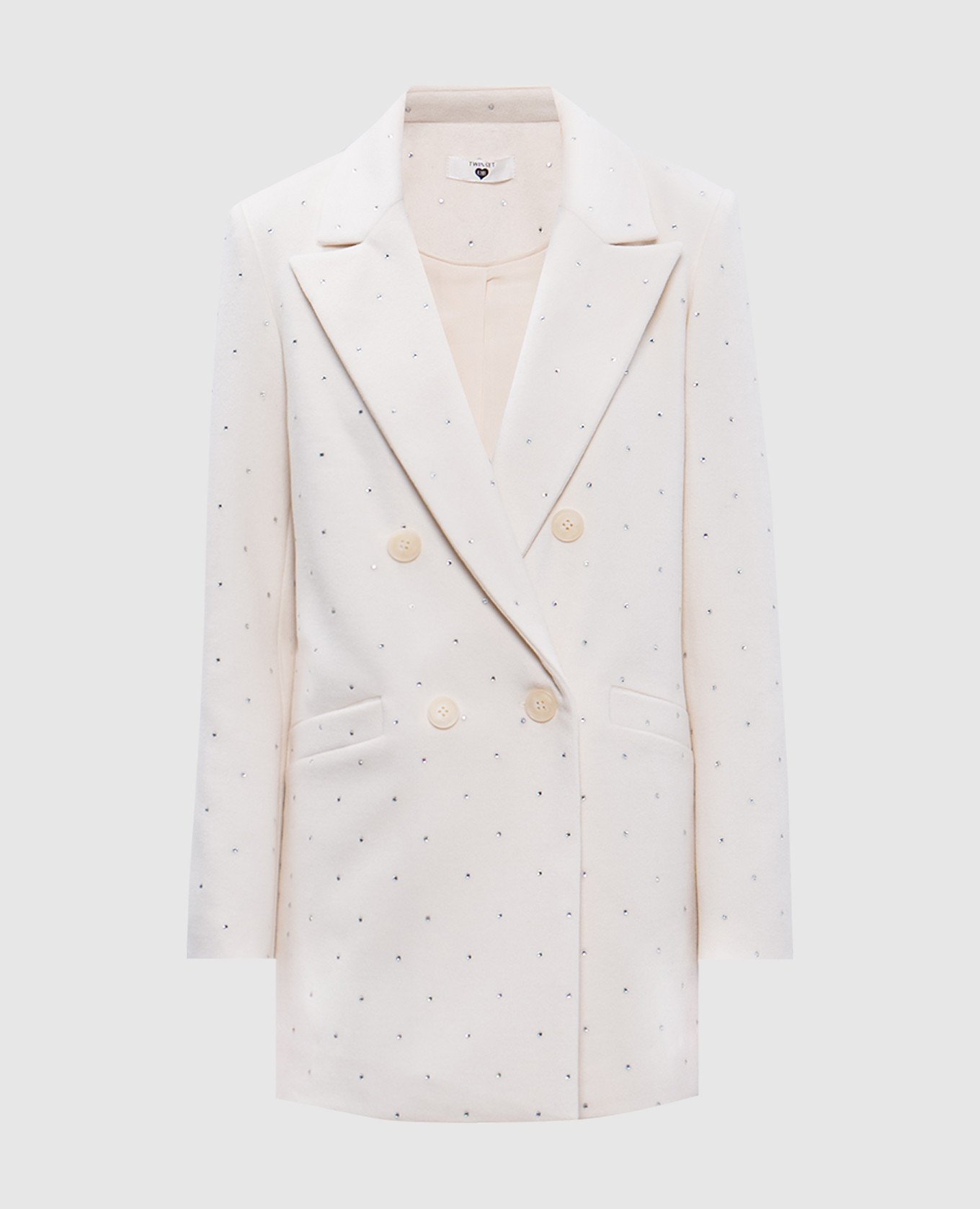 Twinset White double-breasted jacket with crystals