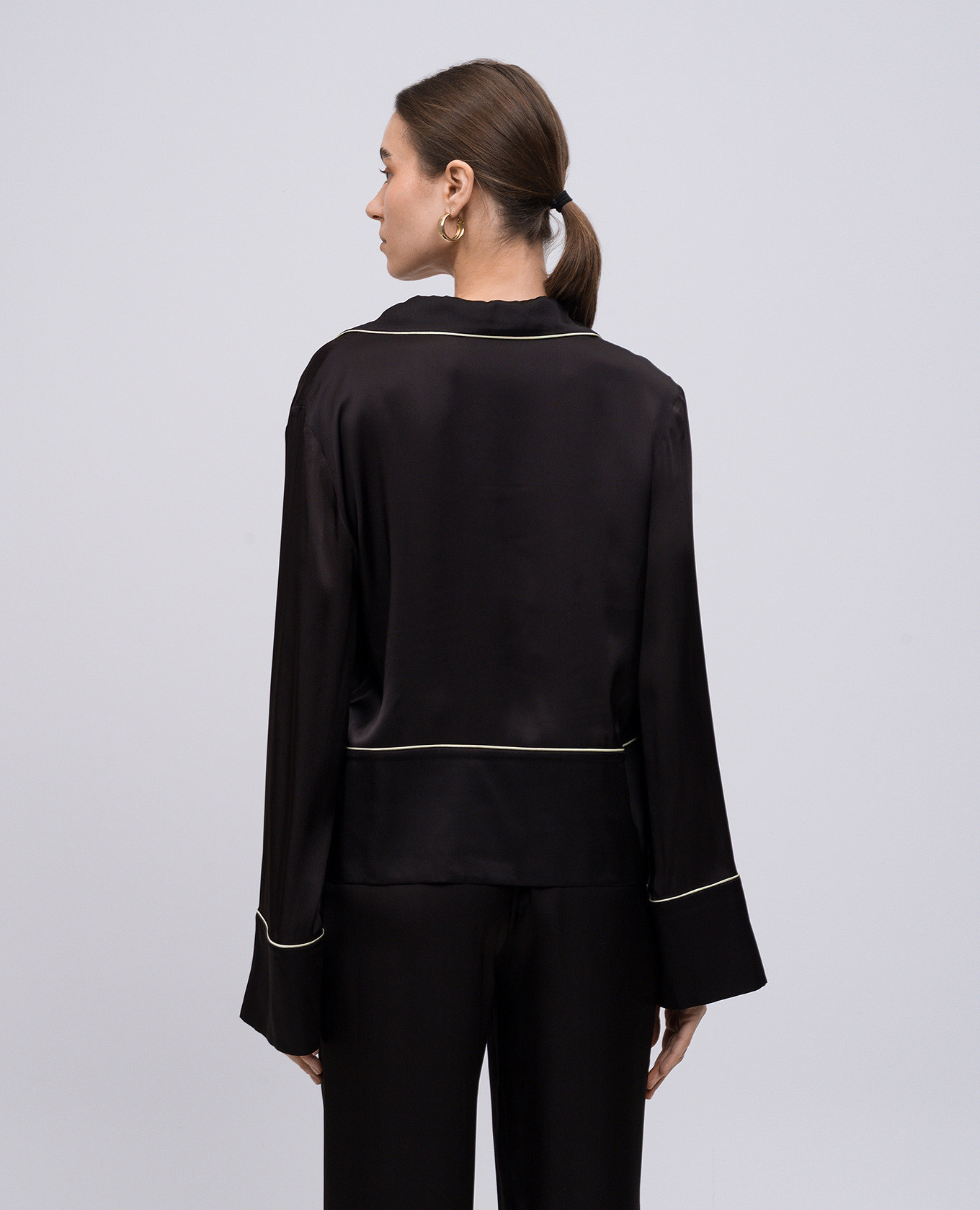 Brown silk blouse with logo embroidery Off-White 4