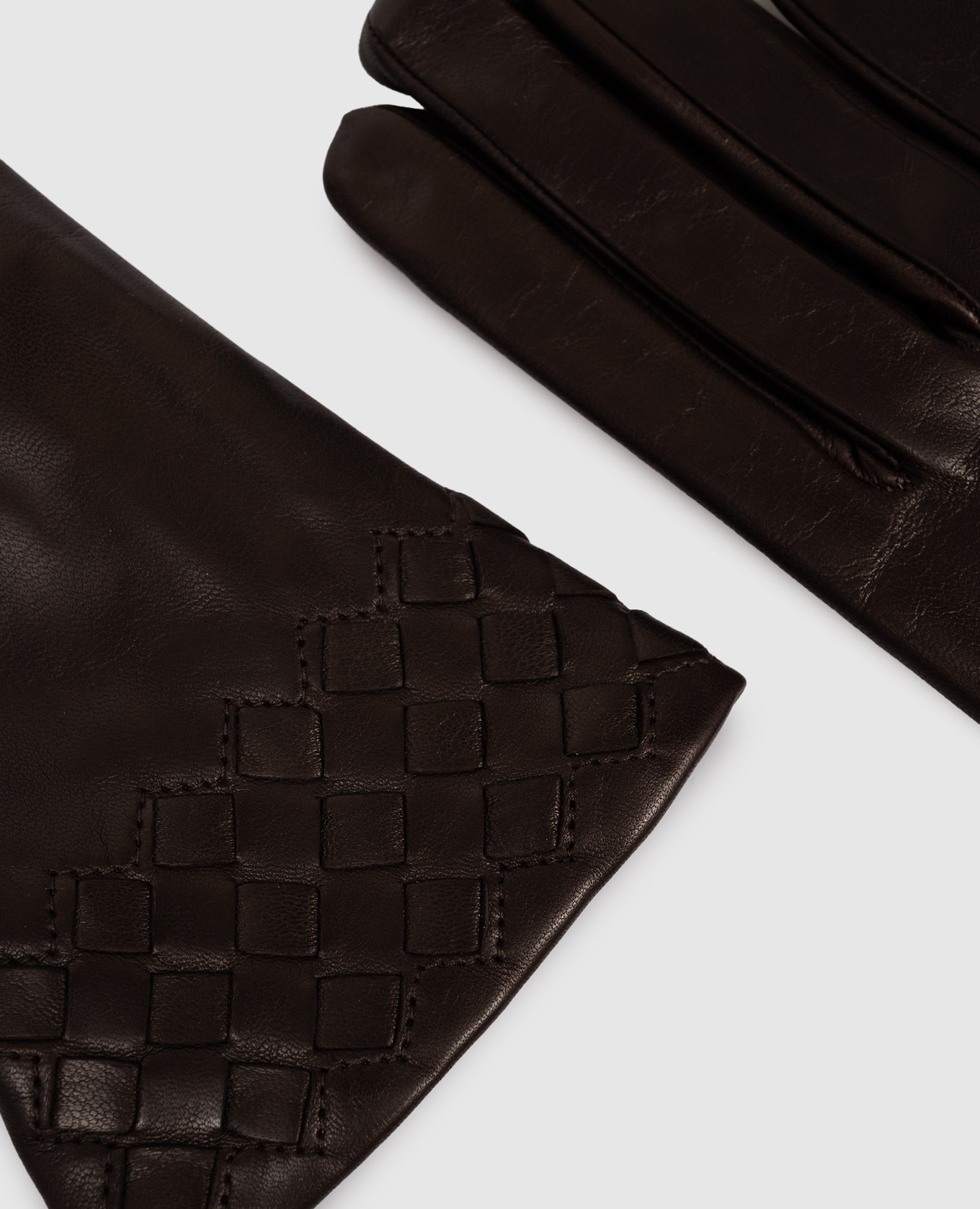 

Brown leather gloves with braiding Babe Pay Pls