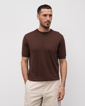 Cashmere&Whiskey Brown silk and cashmere T-shirt FS03