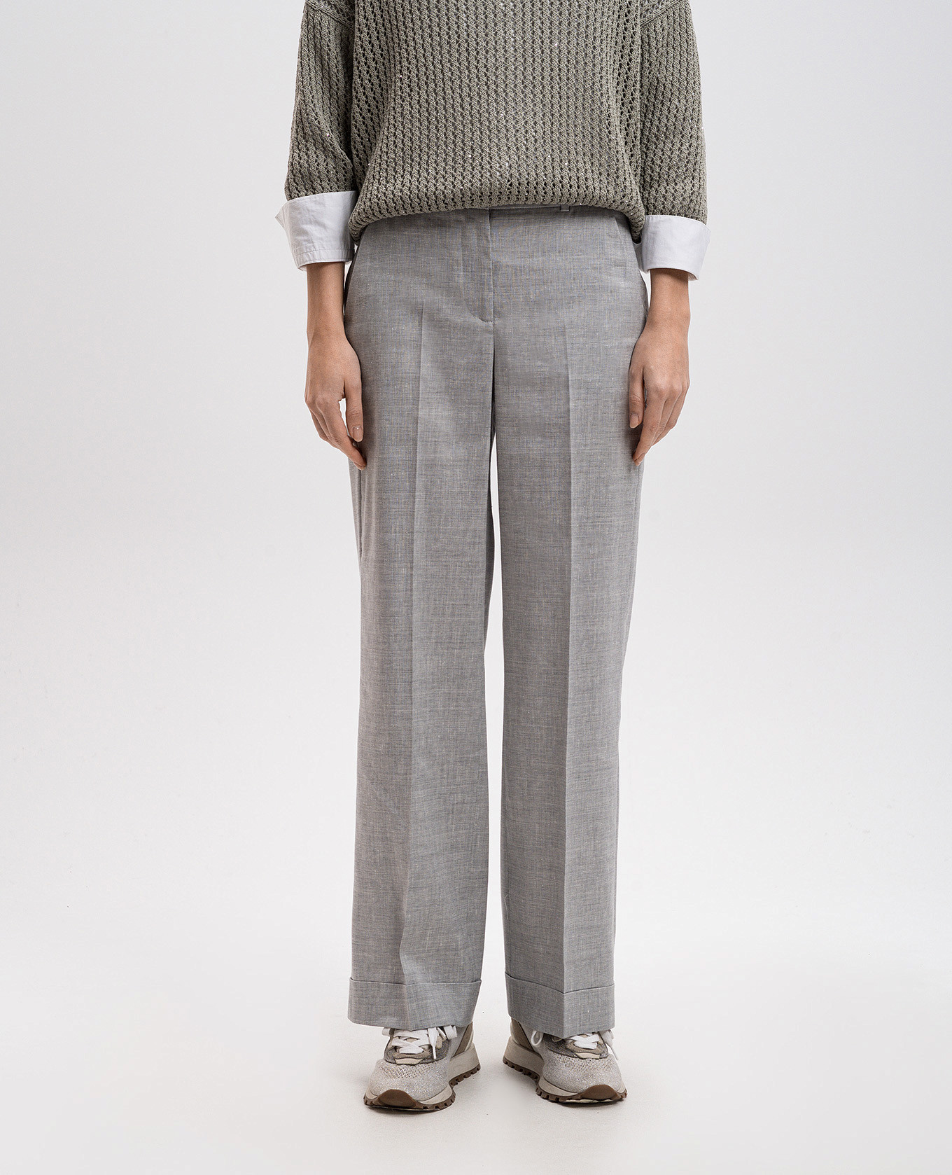 

Gray linen and wool trousers Peserico, Grey