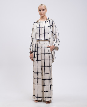 Peserico Beige long checked blouse A0630301449