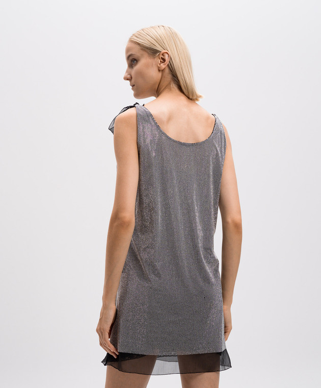 prada silver dress Prada - Silver dress with crystals and logo pattern P3G24R1Z4W