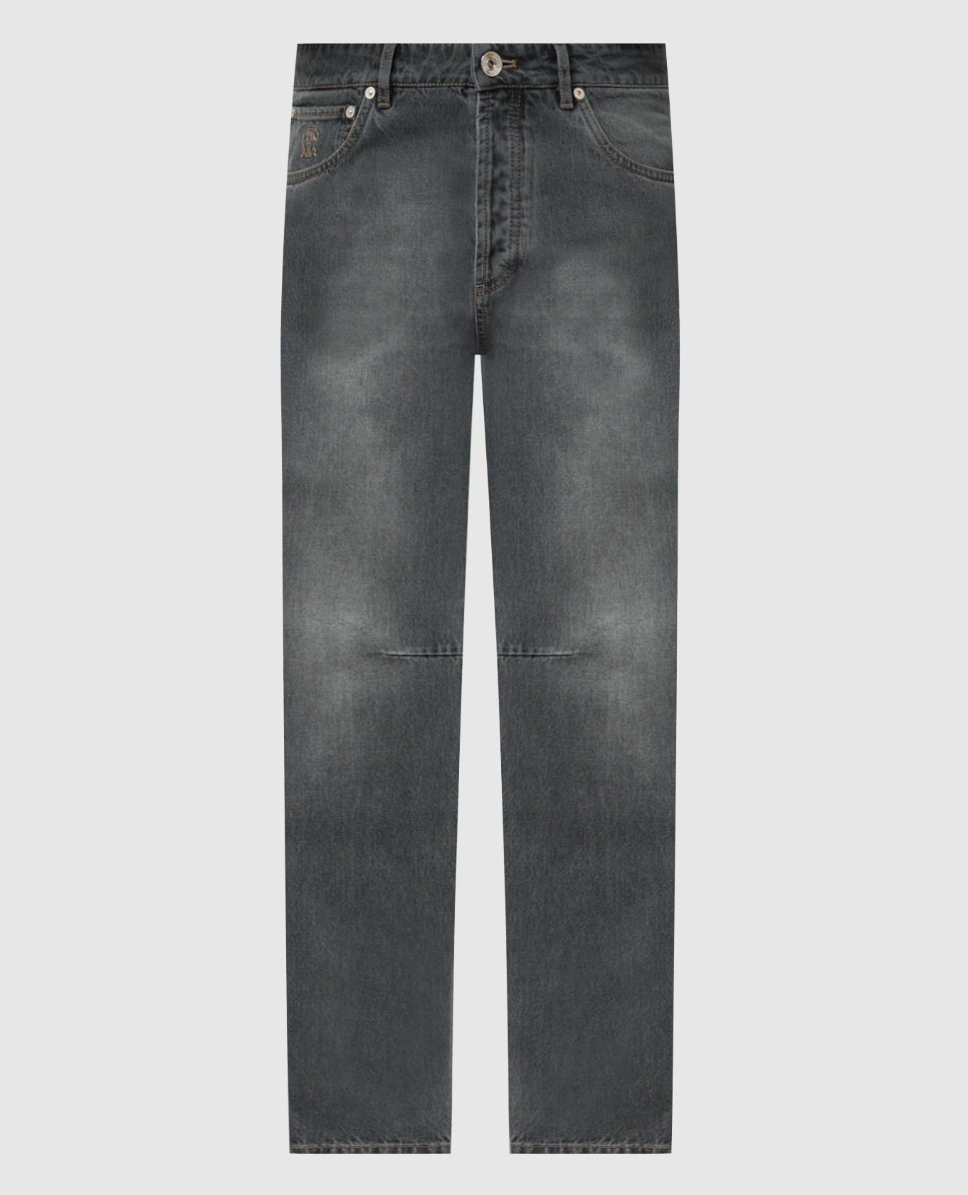 

Gray distressed jeans with logo embroidery Brunello Cucinelli, Grey