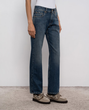 Brunello Cucinelli Blue jeans with logo patch MA095P4035