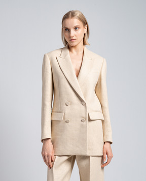 Valentino Beige double-breasted linen jacket 4B0CE3K06D2