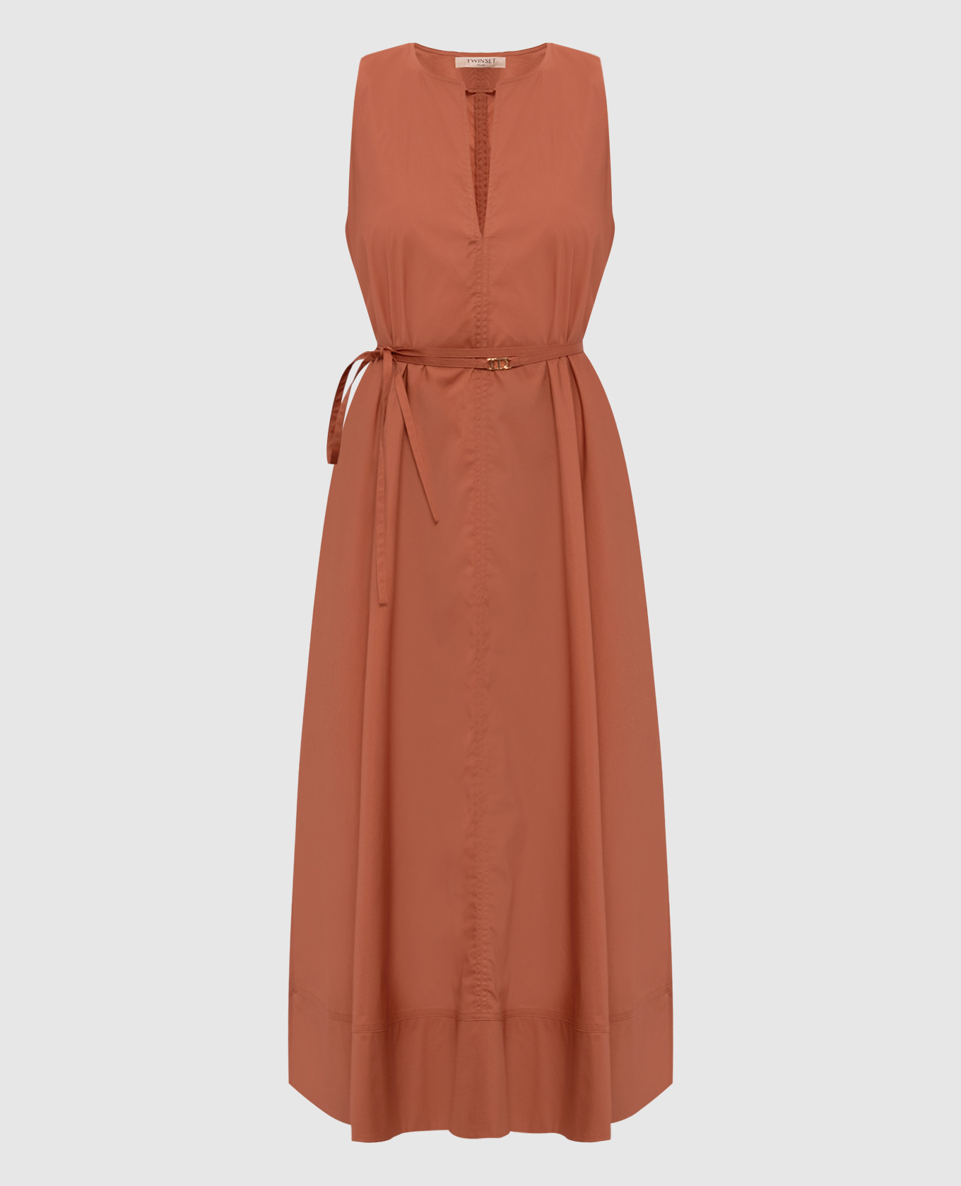 

Brown midi dress with logo Twinset