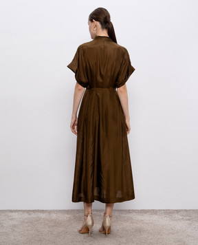 Philosophy di Lorenzo Serafini Brown silk shirt dress A04502116