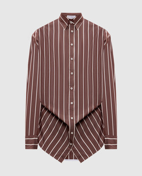 Brunello Cucinelli Brown striped silk blouse MP752ND806