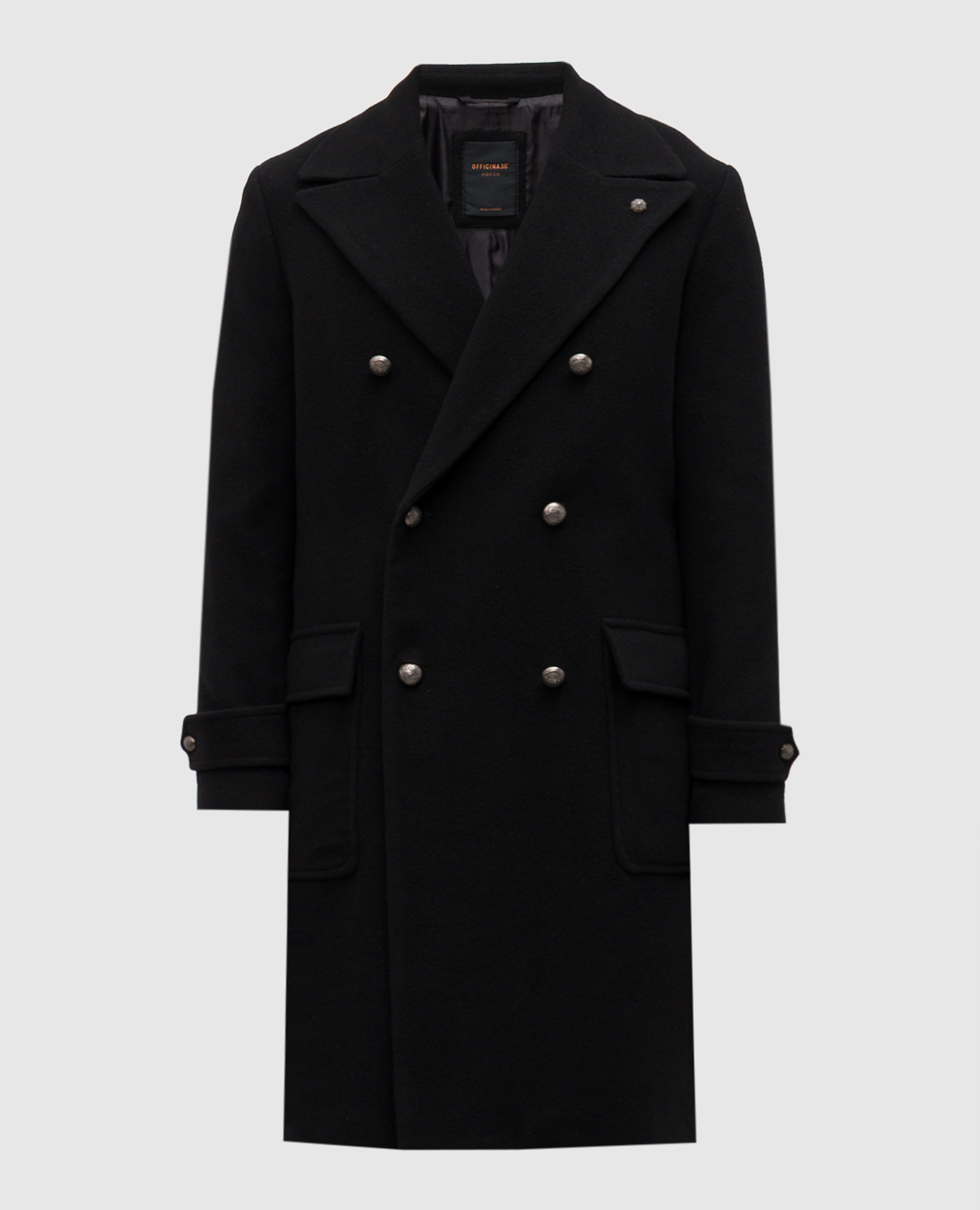

Black double-breasted coat with wool Officina 36