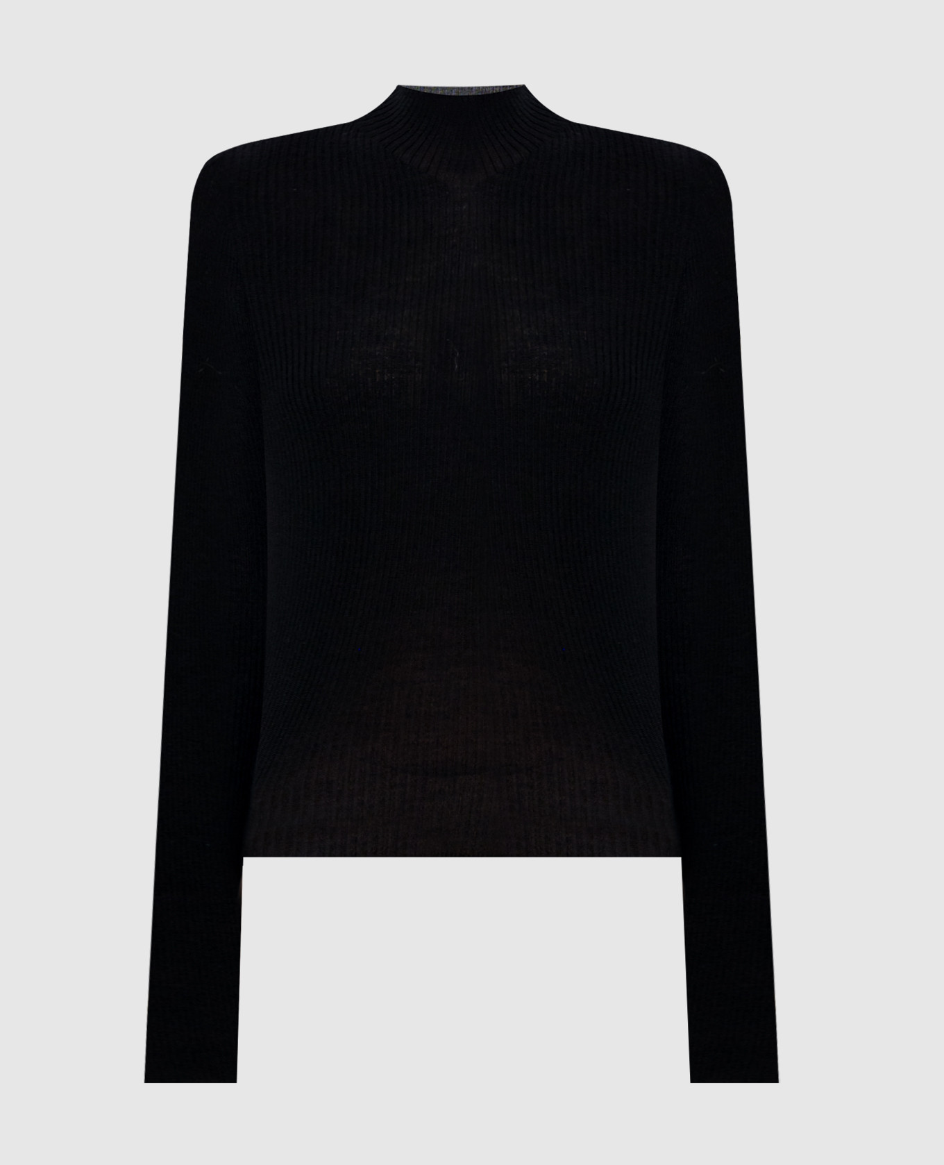 

Black turtleneck with ribbed wool Twinset