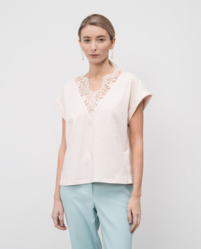 Twinset Beige T-shirt with lace 251TP2292