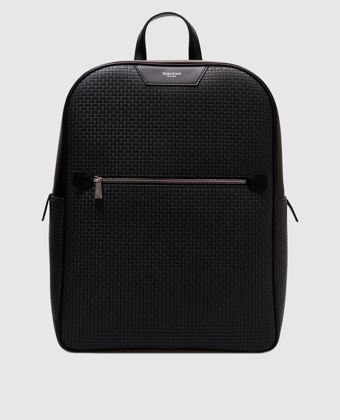 

Black leather backpack with logo Serapian