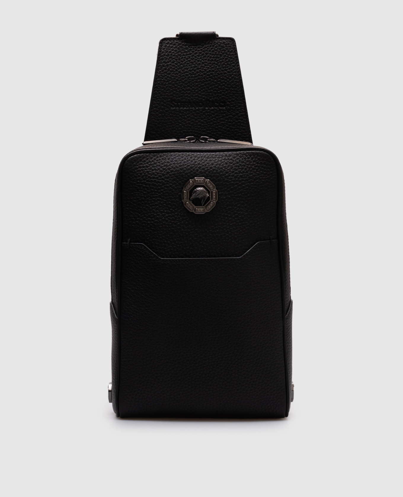 

Black leather sling bag with emblem Stefano Ricci