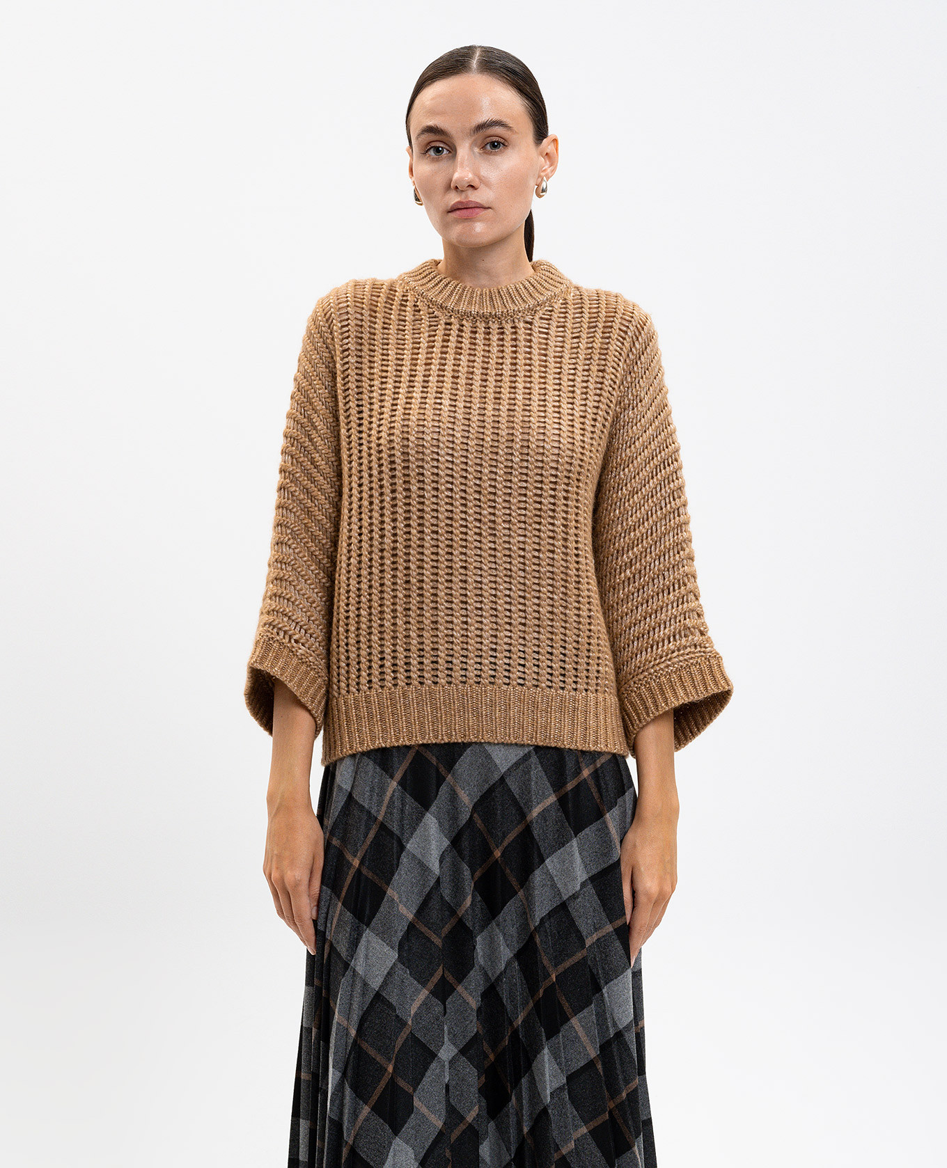 Brown alpaca wool sweater Peserico 3