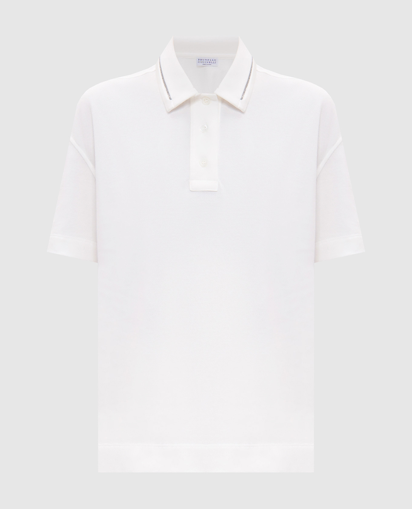 

White monil chain polo shirt with silk trim Brunello Cucinelli