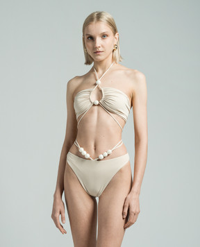 Magda Butrym Beige bodice from a swimsuit with beads SWIMBRA01621524