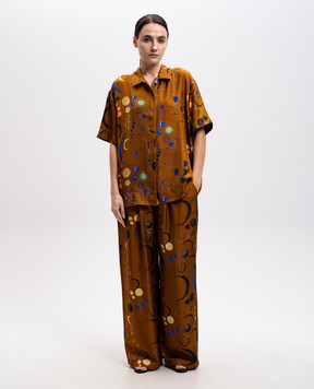Asceno Brown printed silk Montauk blouse T055F04C436