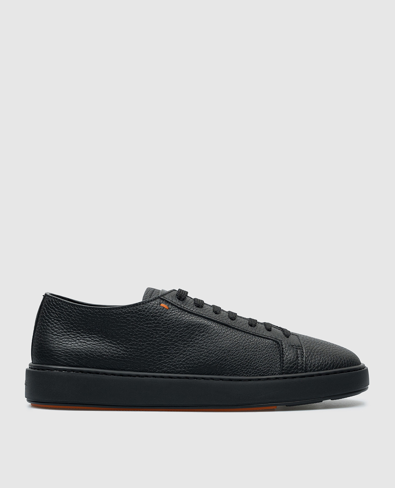 

Black leather sneakers with textured logo Santoni