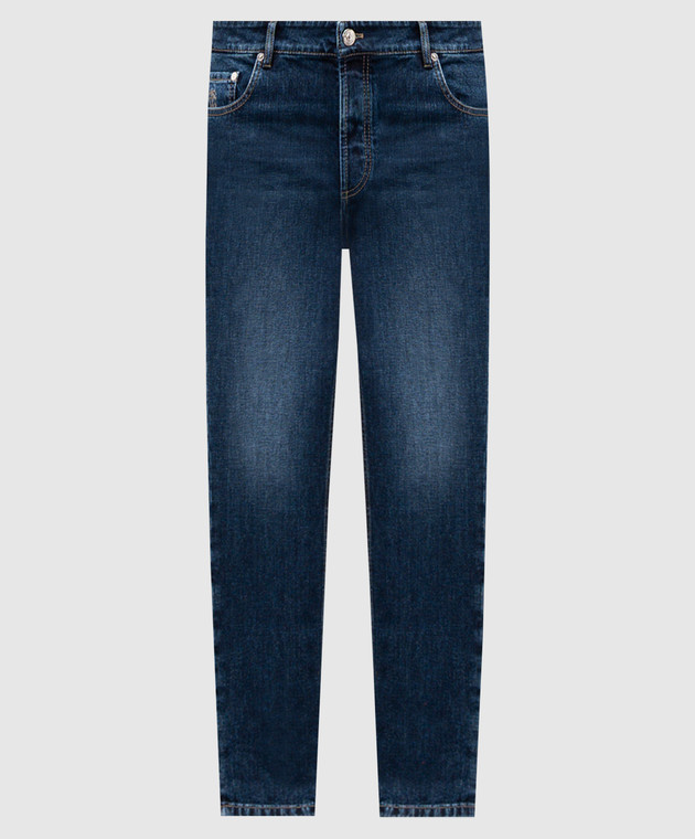 デニム・ジーパン Brunello Cucinelli Blue Jeans With Logo Patch On The Rear Brunello Cucinelli - Blue jeans with logo patch M283PD3210
