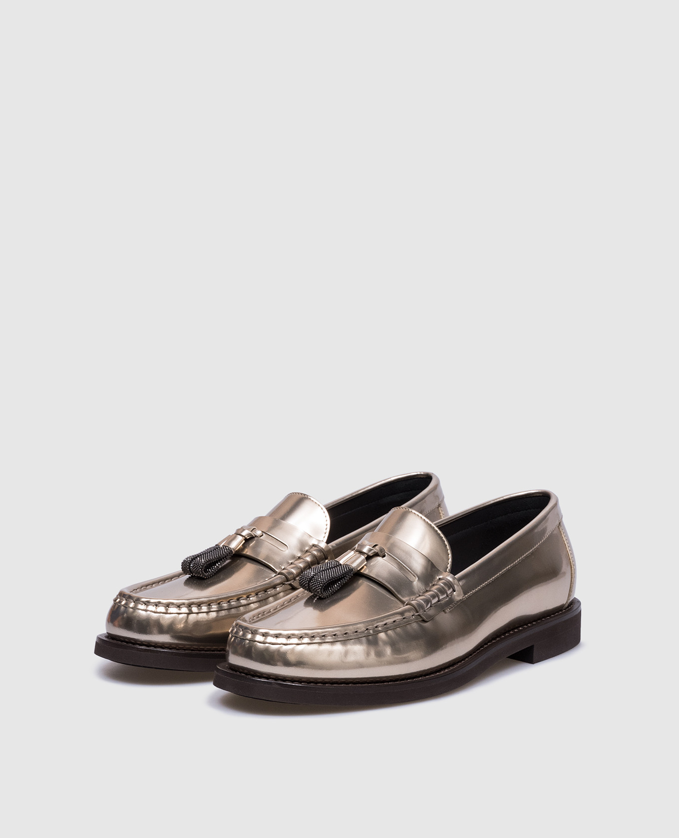 

Gold leather tassel loafers with monil chain Brunello Cucinelli, Golden