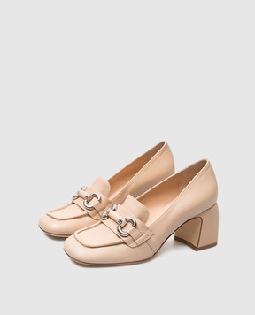 Laura Bellariva Beige leather shoes with a metal element P9470A18