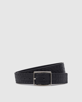 Bottega Veneta Blue leather belt with Intrecciato weave 796783V4LQ1