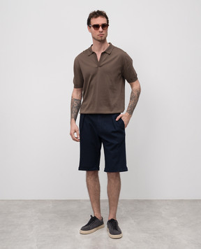 CAPOBIANCO Blue linen shorts 18M857PI01