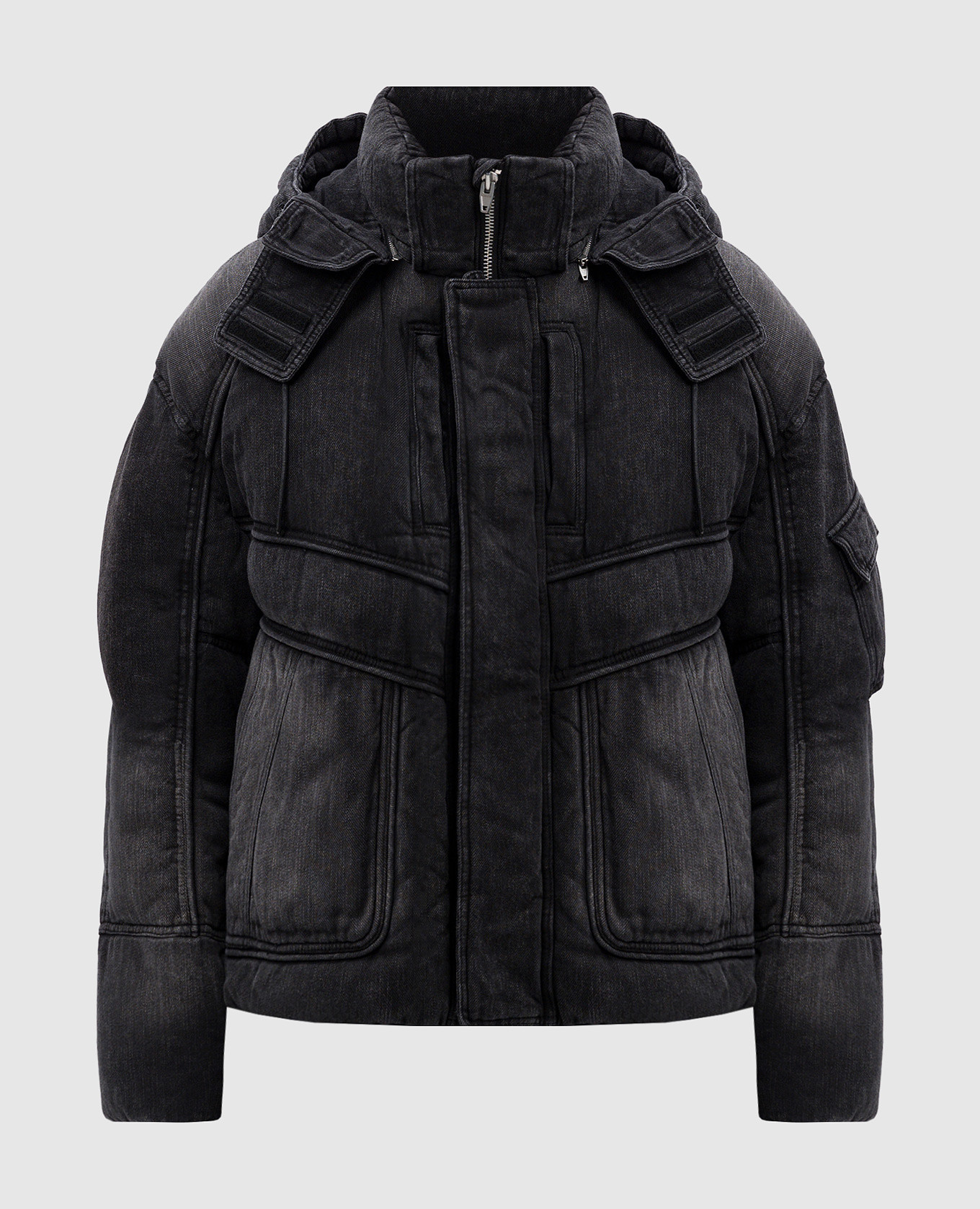 

Black denim down jacket with a worn effect Juun.j, Черный