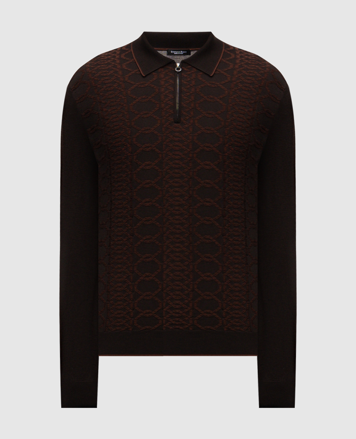 

Brown wool and silk patterned polo shirt Stefano Ricci