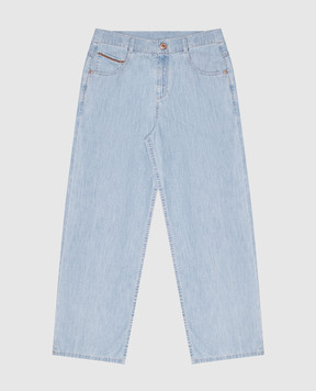 Brunello Cucinelli Children's blue jeans with logo BH192P644B