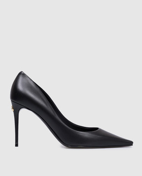 Dolce&Gabbana Black leather pumps with metallic DG logo CD1882A1953