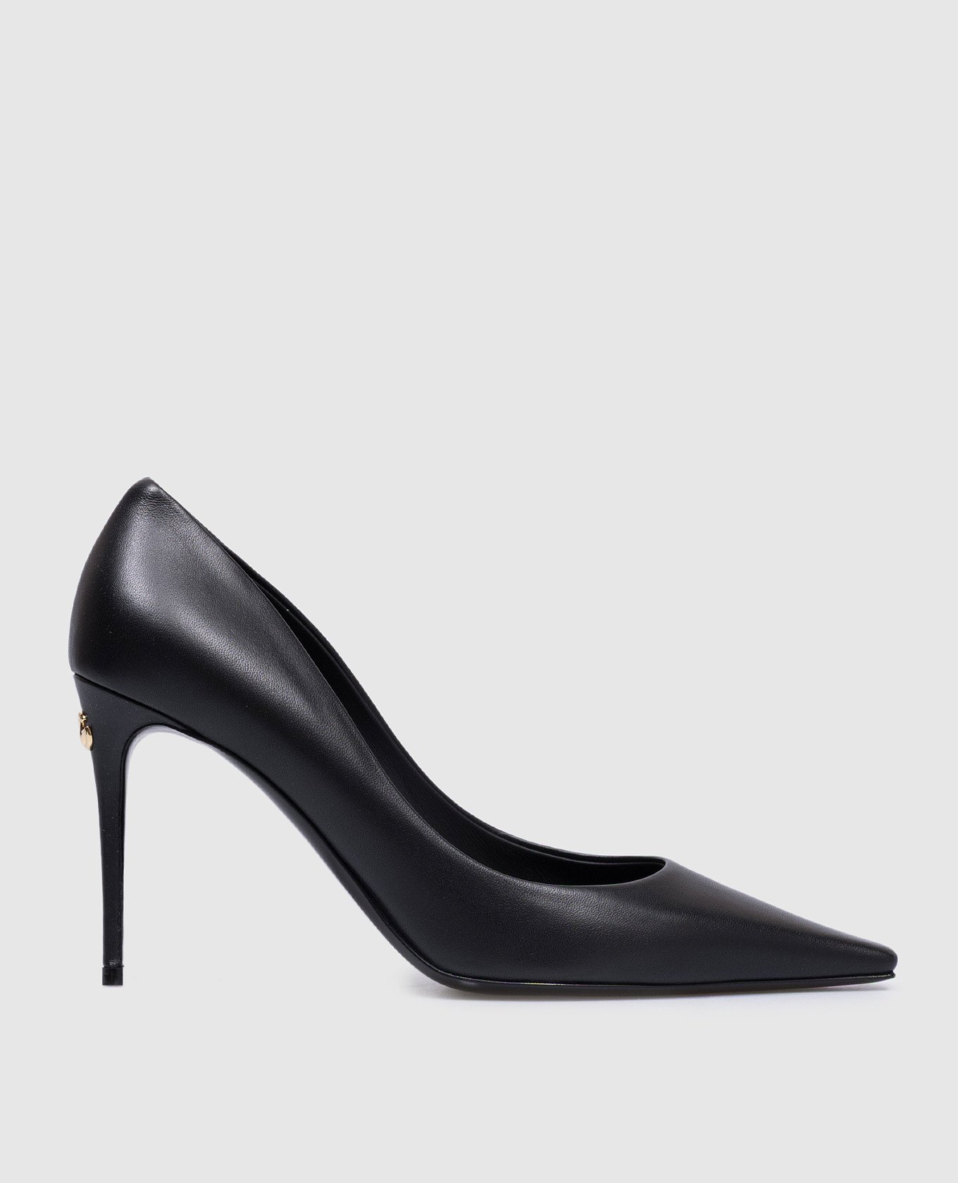 Black leather pumps with metallic dg logo dolce&gabbana