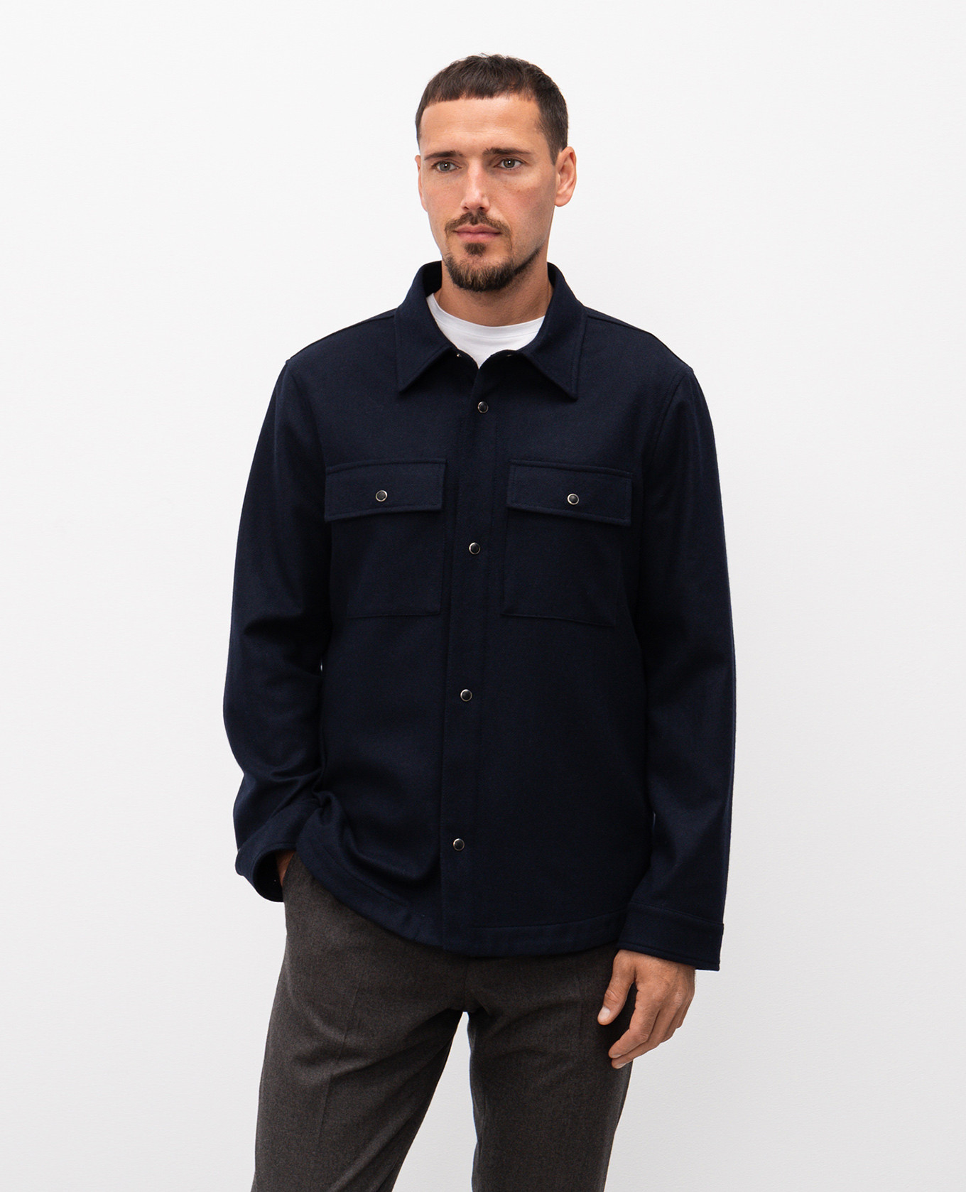 Blue wool and cashmere shirt Cashmere&Whiskey 3