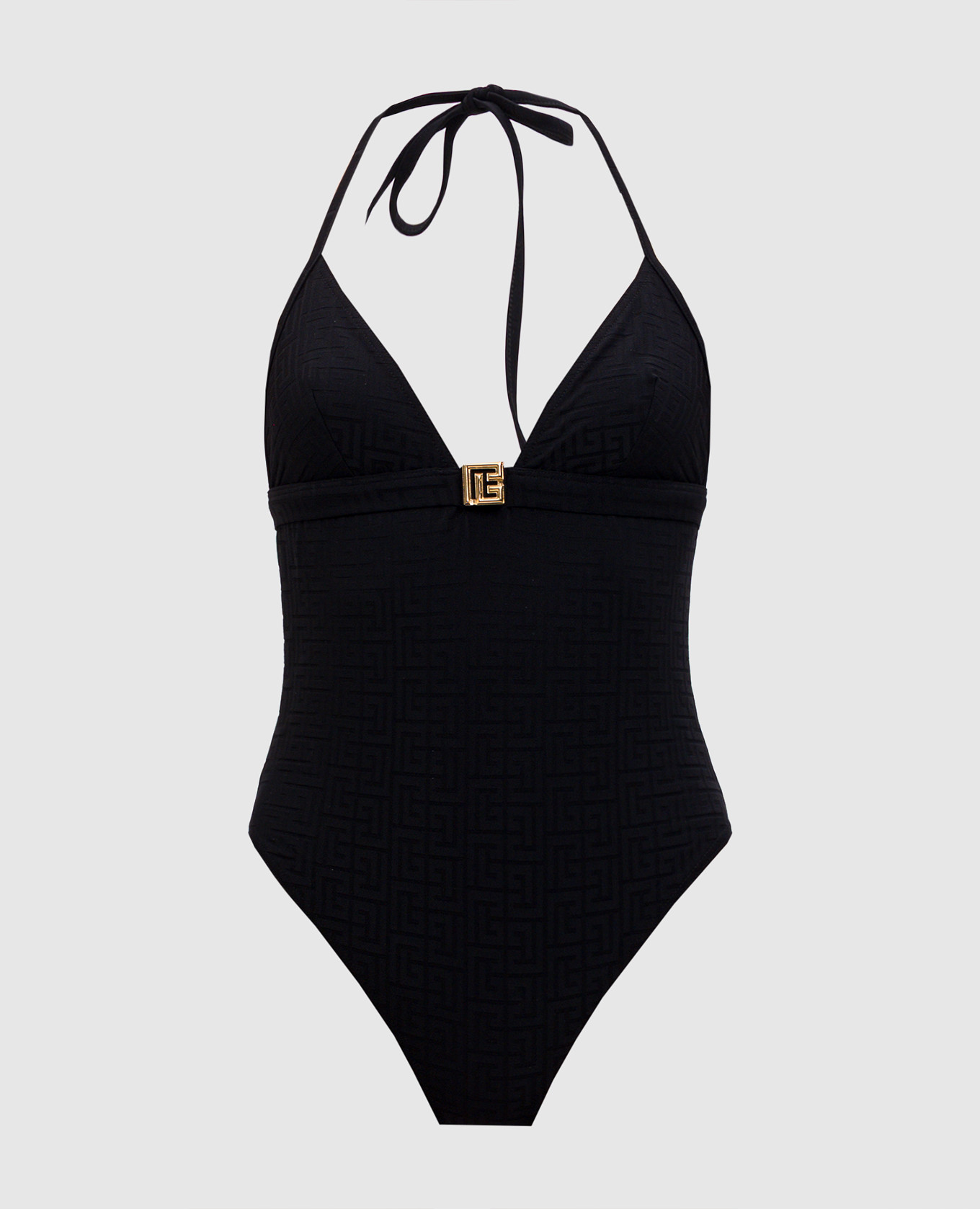 Black swimsuit with PB Labyrinth pattern Balmain