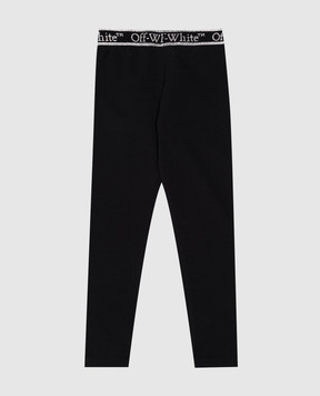 Off-White Children's black leggings with a logo pattern OGCD003F24JER001