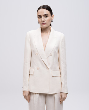 Peserico Beige double-breasted linen jacket S0140502606