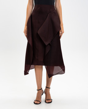 Khaite Nina burgundy silk midi skirt 41563002