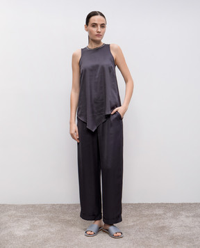 Peserico Gray top with monil chain S0802006638