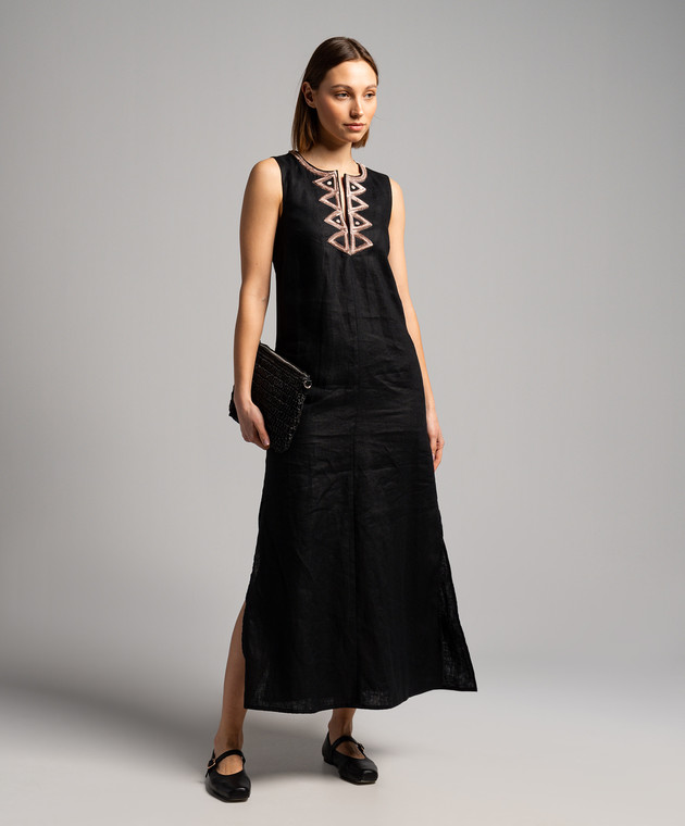chinese dress ladies Max Mara Linen Button Down Long Dress | Camel