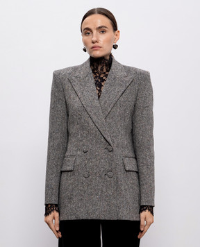 Valentino Gray double-breasted jacket with wool 7B0CE4V29R2